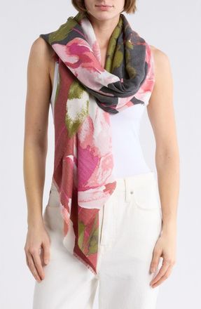 Vince Camuto Rosette Colorblock Supersoft Square Scarf in Black Red at Nordstrom Rack