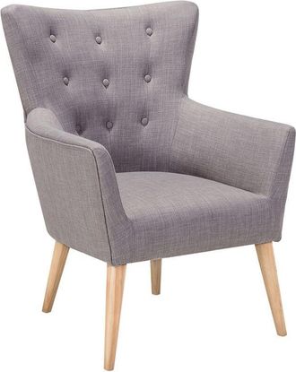 Beliani Beliani - Sill&oacute;n Tapizado En Tela Gris Con Patas De Madera Abotonado Estilo Retro Angen