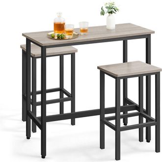 Vasagle Juego de mesa con 2 taburetes de acero de color greige y negro
