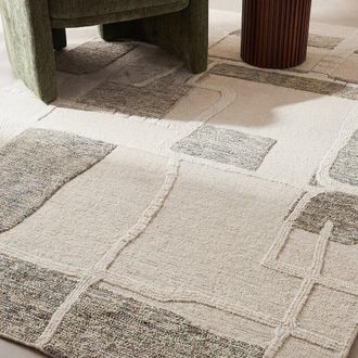Maisons du monde Alfombra de lana con motivos abstractos grises, 160x230 cm