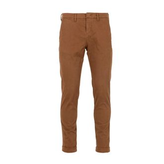 Fay Slim-fit Trousers, male, Brown, Size: W40 White Cotton Trousers with Pockets