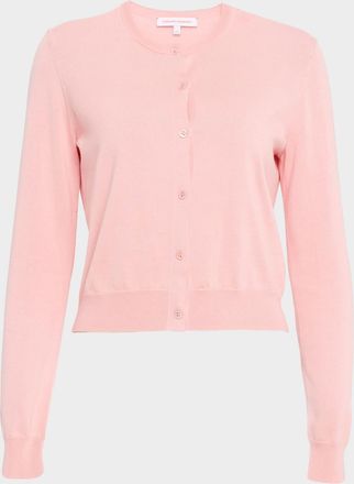 Carolina Herrera Silk-Cotton Crewneck Cardigan