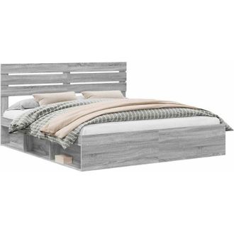 vidaXL Estructura De Cama Con Cabecera Gris Sonoma 200 X 200 Cm Vidaxl