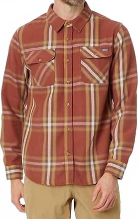 Salty Crew Landfall Long Sleeve Flannel Top In Brick Red