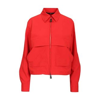 Moncler Canvas Overshirt - female - Moncler - Light Jackets - Red - M - Jackets
