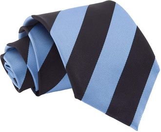 DQT Stripe Patterned Casual Business Party Work Classic Neck Tie for Men in Baby Blue and Black