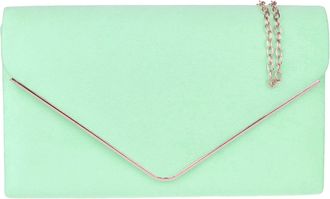 Girly HandBags Womens Faux Suede Clutch Bag Envelope Metallic Handbag Medium Mint