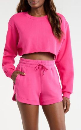 Lord & Taylor LuxeFleece Crop Sweatshirt in Fuchsia Purple at Nordstrom, Size X-Small/small