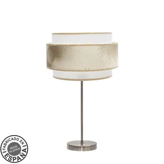 Fabrilamp Fabrilamp - Lampada Da Tavolo De Alto Nepal 1xe27 Pelle/bianco/oro 30d