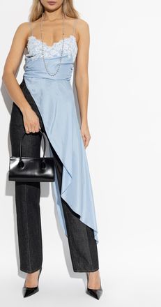 Moschino Satin Asymmetric Top, Womens, Light Blue