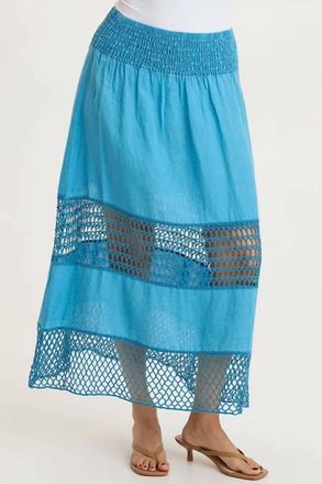 Xcvi Fola Tiered Linen Crochet Skirt In Aztec Sky Pigment