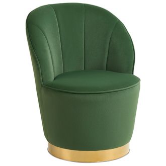 Beliani Beliani - Sill&oacute;n Redondo Glamuroso Base De Metal Dorado Tapicer&iacute;a De Terciopelo Verde Alby