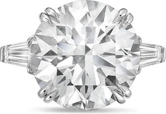 Diana M. Jewels Platinum 10ct lab grown round diamond ring with baguettes on the sides