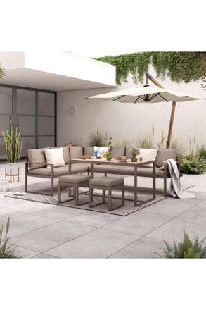 ambia GARDEN Dining-Loungeset, Braun, Metall, Kunststoff, einzeln stellbar, 240.5x176 cm, Gartenmöbel, Gartengarnituren, Gartenmöbel-Sets