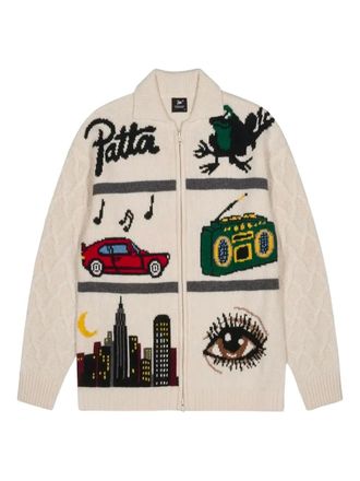 Patta printed cardigan - unisex - Wool/Nylon - M - Neutrals