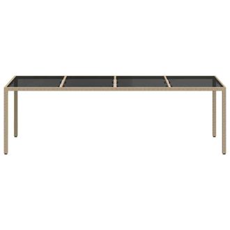 Berkfield Home Garden Table Beige 250x100x75 cm Tempered Glass & Poly Rattan | Size: 250 x 100 x 75 cm