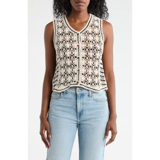 Forgotten Grace Two-Tone Crochet Tank in Natural at Nordstrom Rack, Size X-Large