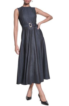 Karl Lagerfeld Belted Sleeveless Midi Dress in Indigo at Nordstrom, Size 12