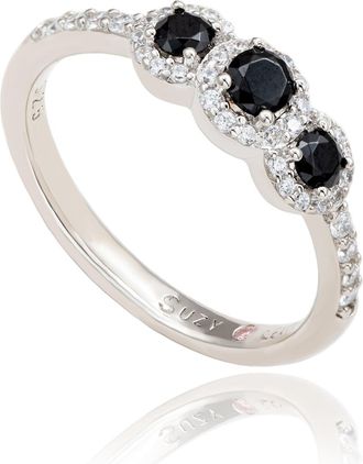 Suzy Levian Rose Sterling Silver Brown Cubic Zirconia Petite Ring