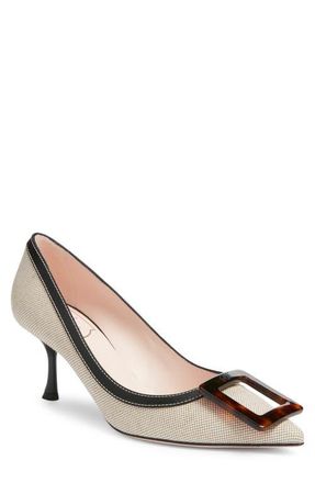 Roger Vivier Viv in the City Pointed Toe Pump in Daino/Nero at Nordstrom, Size 7.5Us