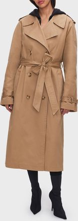 Good American Chino Trench Coat In Khaki