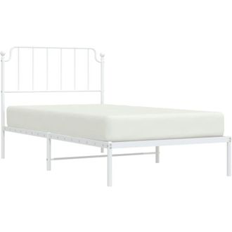 vidaXL Estructura Cama Sin Colch&oacute;n Con Cabecero Metal Blanco 100x200cm Vidaxl