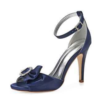 Generic Wedding Shoes Womens Stiletto Sandals Bridal Open Toe Sexy High Heels for Party Wedding Dress Daily Wear Shoes 10.5Cm,Dark Blue,9 UK