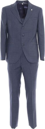 Luigi Bianchi Mantova Single-breasted Pak - Heren - Business pakken - Blauw - S - Wol - Kostuums
