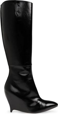 Maison Margiela Kniehoge laarzen met puntneus - Dames - Hoge Laarzen - Zwart - 38 EU - Leer - Schoenen
