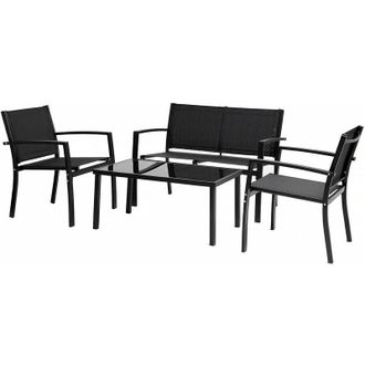 Habitat et Jardin Conjunto De Muebles Bajos De Jard&iacute;n lino - 4 Plazas - Negro