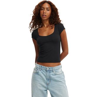 Cotton On Womens Hold Me Short Sleeve in Black at Nordstrom, Size Xxx-Small