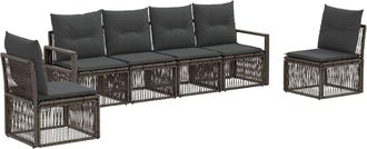vidaXL Conjunto De Sof&aacute;s De Jard&iacute;n 6 Uds. Gris Rat&aacute;n Sint&eacute;tico Vidaxl