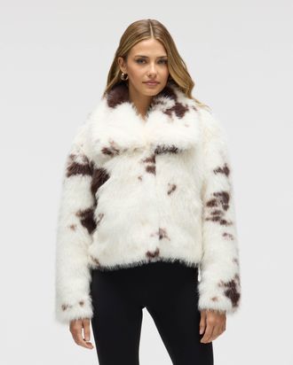 NVLT Womens Long Hair Faux Fur Jacket