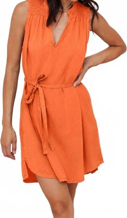 Bella Dahl Haviana Smocked Mini Dress In Orange