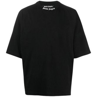 Palm Angels Mens Classic Logo Oversize Black T-Shirt Cotton - Size 2XS