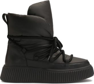 Kazar Warme leren en synthetische sneeuwlaarzen - Dames - Winterlaarzen - Zwart - 40 EU - Leer - Schoenen