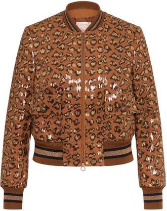 Maison Common Embroidered Leo Bomber Jacket in Tobacco at Nordstrom, Size 38