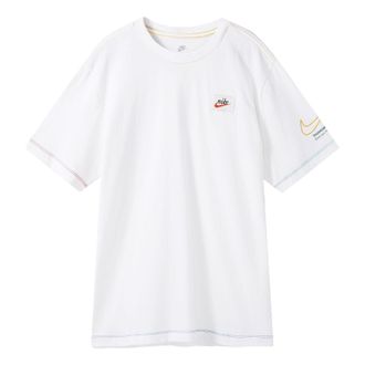 Nike Mens Nike Nsw Tee Swoosh 50 Lbr Casual Sports Breathable Printing Short Sleeve White T-Shirt DJ1394-100