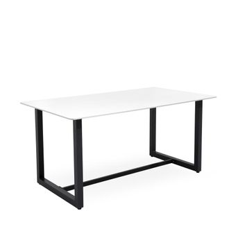 Koketto Home Mesa de exterior tapa porcelanico blanco y patas acero negro