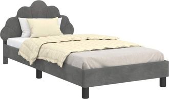 vidaXL Cama Para Ni&ntilde;os Con Cabecero Gris Oscuro 90 X 190 Cm Terciopelo Vidaxl