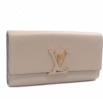 Louis Vuitton Galle Gray Leather Long Wallet (Bi-Fold) (Pre-Owned)