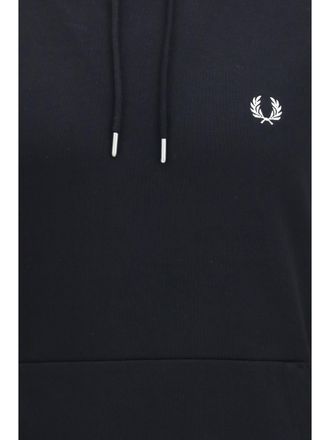 Fred Perry Mens Hoodie With Striped Cuffs Black Cotton Sweatshirts Sweater