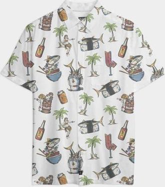 Salt Life Poke Night Woven Short Sleeve Shirt in Off White at Nordstrom, Size Xx-Large