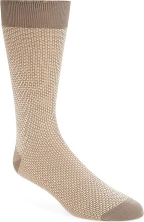 Canali Cotton Jacquard Dress Socks in Lt Brown at Nordstrom, Size Medium