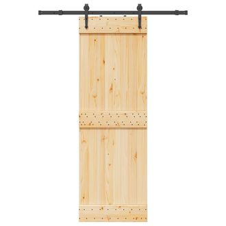 Berkfield Home Sliding Door with Hardware Set 70x210 cm Solid Wood Pine in Brown