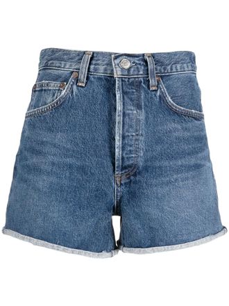 A Gold E Shorts denim con risvolto - Blu