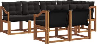 vidaXL Conjunto De Sof&aacute;s De Exterior 7 Uds. Natural Y Negro Vidaxl