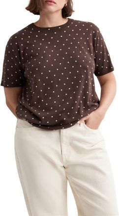 Mango Polka Dot Short Sleeve Sweater in Chocolate at Nordstrom, Size Xx-Small