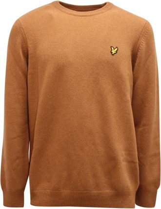 Lyle & Scott Round-neck Knitwear, male, Brown, Size: 2XL Wool Blend Sweater