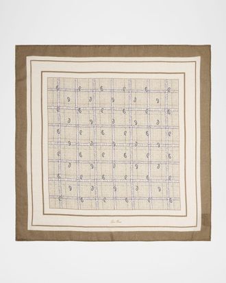 Loro Piana Mens Boteh Cashmere and Silk Pocket Square